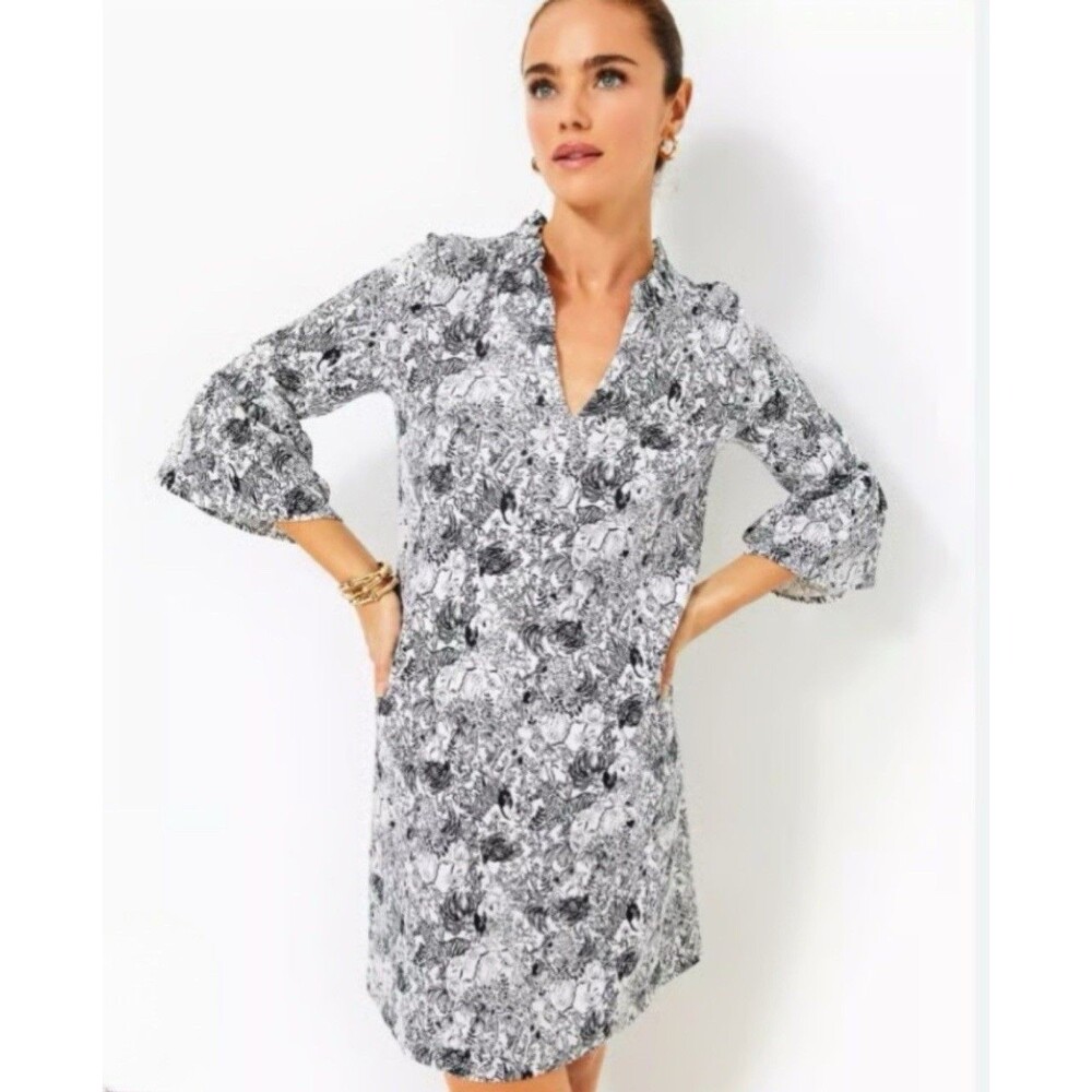 LILLY PULITZER Women’s Captain Popover Dress Onyx With Twist XS Comfy Casual EUC